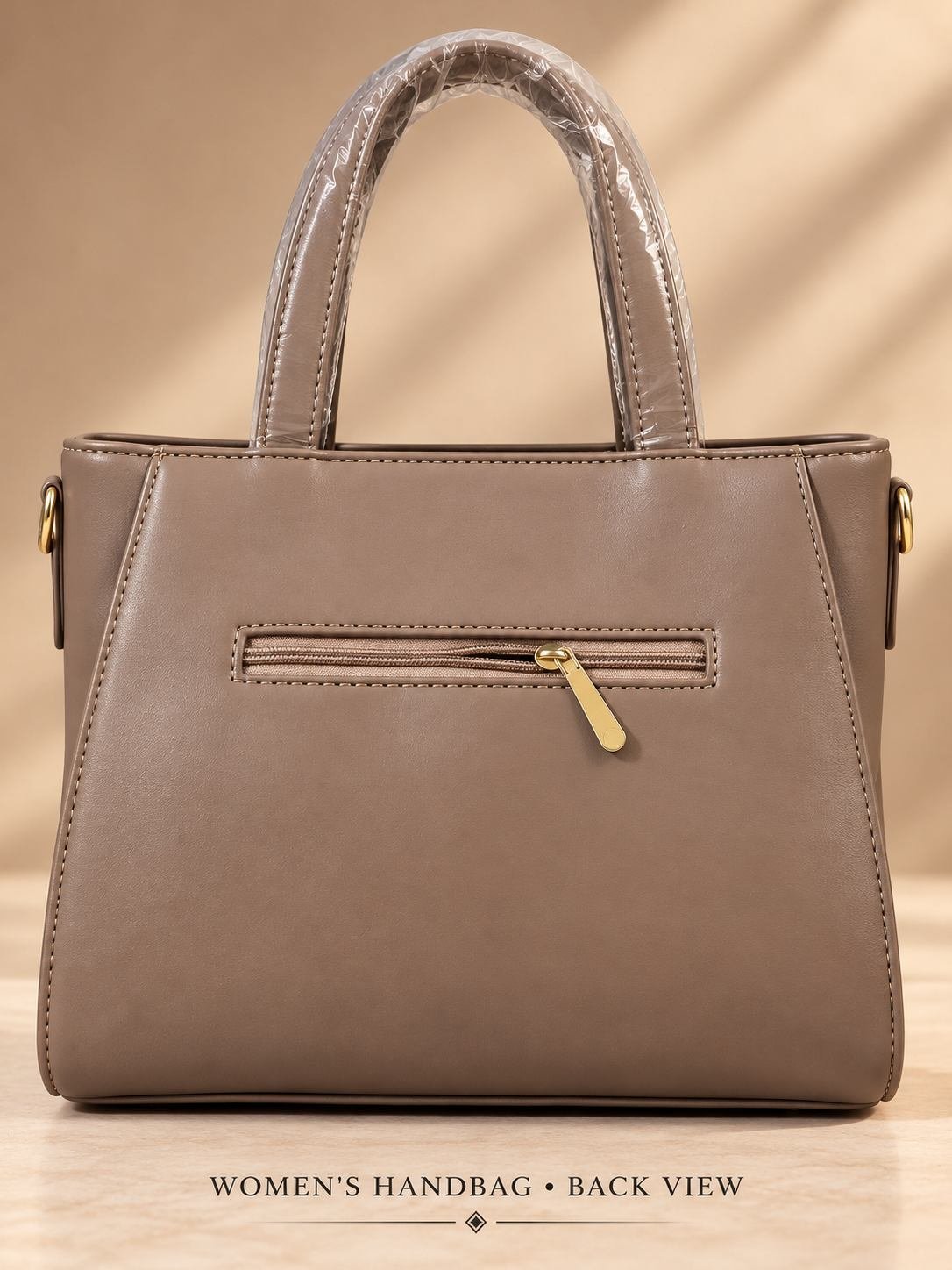 Women's taupe diamond-quilted handbag with embroidered floral motifs, gold-tone plaque and buckle top handles — image 3